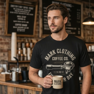 Coffee Printed Black Tshirt